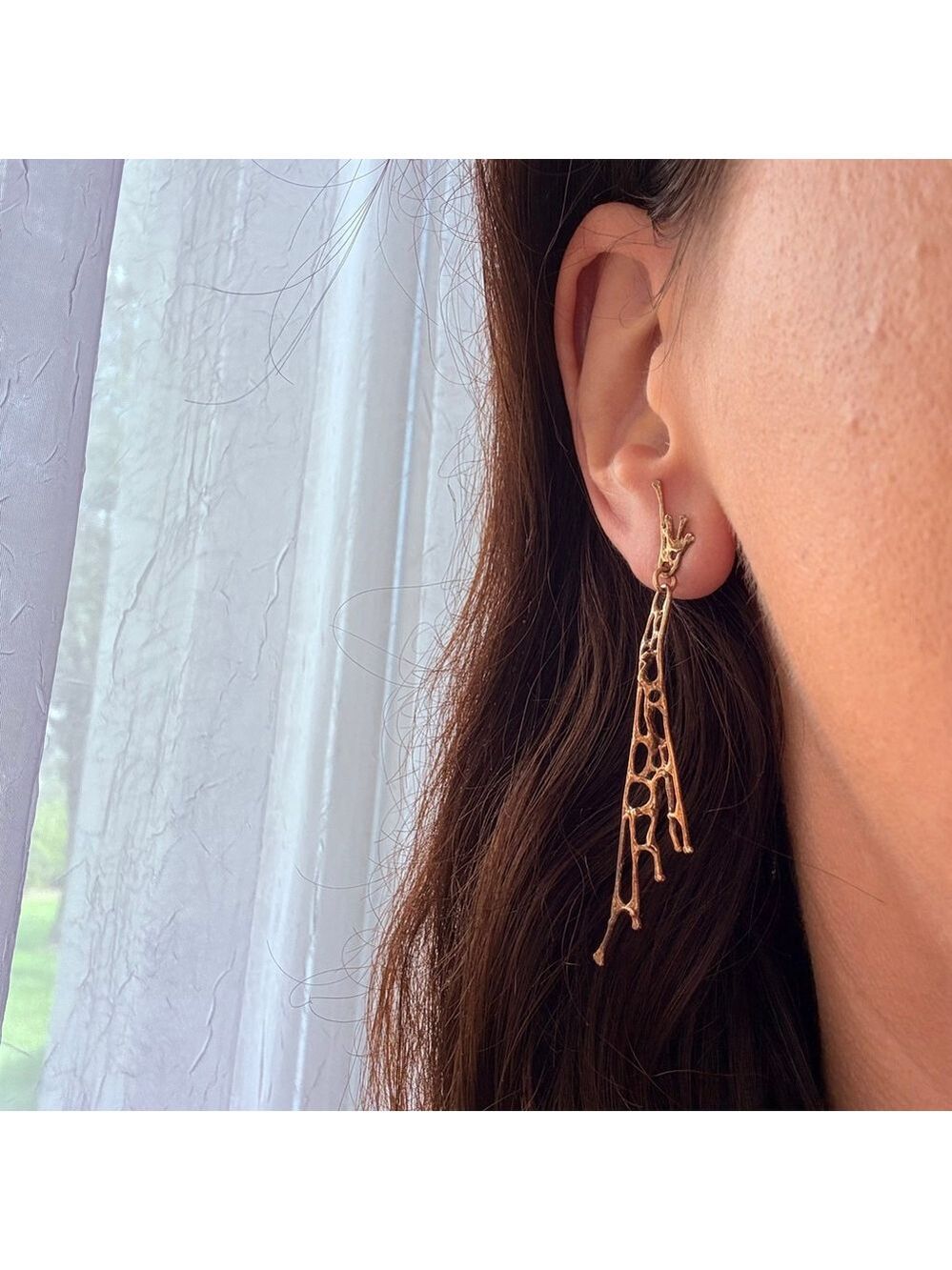Estate 14K Solid Gold Brutalist Abstract Sculptural Web Drip 2.6" MCM Earrings - Picture 9 of 11